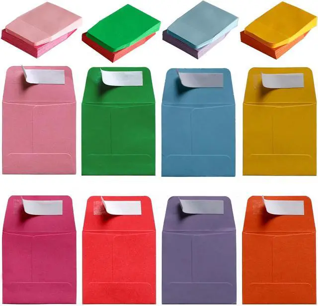Main image of 2 x 2Inches Tiny Coin Envelopes - Self Seal 128-Count Mini Envelopes, Bulk Small Envelope Pockets for Seeds, colorful