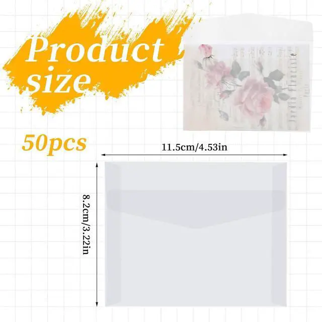 Alt view image 2 of 6 - 50 PCS Glassine Envelopes 4.5 × 3.2" Translucent Envelope Small Clear Envelope Self Sealing Mini Envelopes for Stamps Coins Seeds Collecting Lottery Ticket Gift Card Wedding Invitation