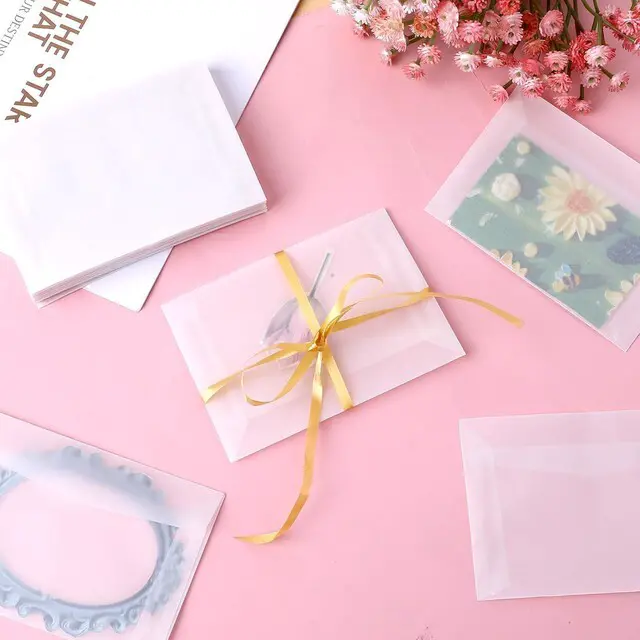 Alt view image 4 of 6 - 50 PCS Glassine Envelopes 4.5 × 3.2" Translucent Envelope Small Clear Envelope Self Sealing Mini Envelopes for Stamps Coins Seeds Collecting Lottery Ticket Gift Card Wedding Invitation