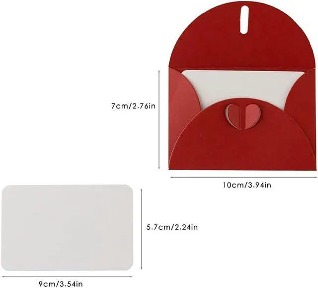 Alt view image 2 of 5 - 25 Set Mini Gift Card Envelopes with Blank Cards, Pearlescent Paper Envelopes with Heart Shaped Clasp for Wedding, Party Invitations (Red)