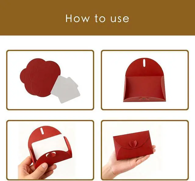 Alt view image 4 of 5 - 25 Set Mini Gift Card Envelopes with Blank Cards, Pearlescent Paper Envelopes with Heart Shaped Clasp for Wedding, Party Invitations (Red)