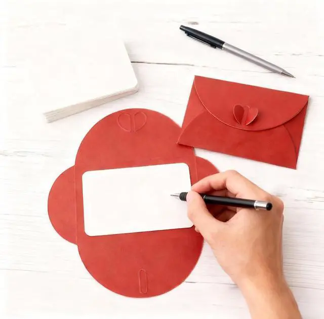 Alt view image 5 of 5 - 25 Set Mini Gift Card Envelopes with Blank Cards, Pearlescent Paper Envelopes with Heart Shaped Clasp for Wedding, Party Invitations (Red)
