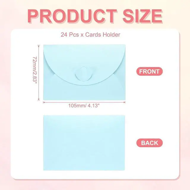 Alt view image 2 of 7 - PATIKIL 4.1 x 2.8 Inch Mini Card Envelopes, 24PCS Cute Envelopes Holder with Heart Clasp for Birthday Weddings Favors Business Greeting Cards, Light Blue