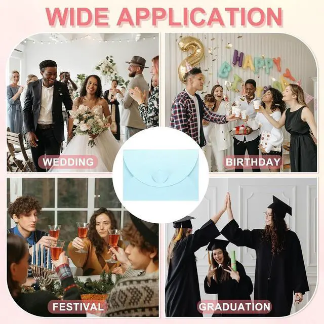 Alt view image 7 of 7 - PATIKIL 4.1 x 2.8 Inch Mini Card Envelopes, 24PCS Cute Envelopes Holder with Heart Clasp for Birthday Weddings Favors Business Greeting Cards, Light Blue