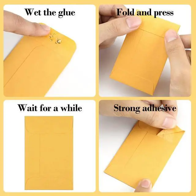 Alt view image 3 of 5 - BagDream Coin Envelopes 2.25x3.5#1 Small Kraft Packets 200 Bulk Pack | Mini Size, Water Gum Seal, Recyclable, Blank, For Seeds, Keys, Stamps, Cards Storage, Home, Garden, Office Use
