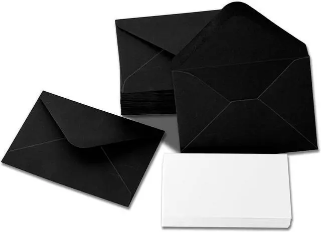 Main image of 50 Packs Gift Card Envelopes with Blank Cards (50, Black, 4x2.75) | Mini envelope 120GSM Black business card envelope small card envelope for gift card