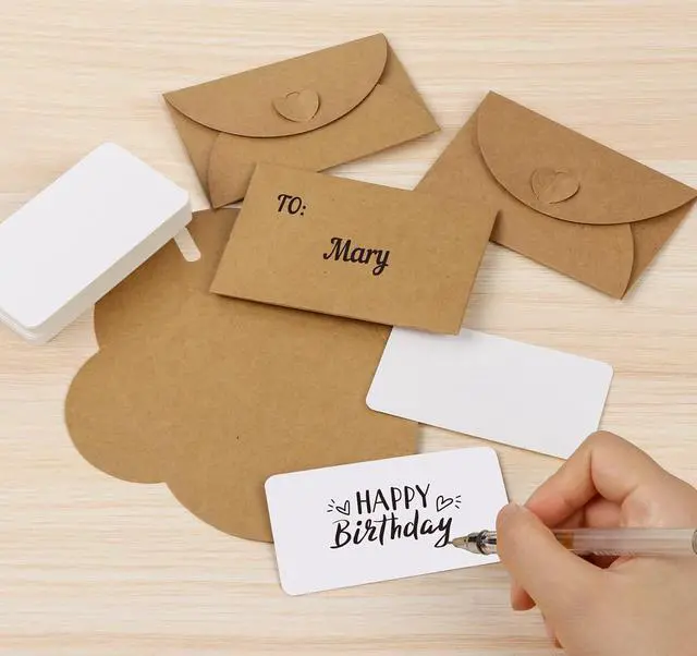 Alt view image 4 of 7 - ABSOFINE 25PCS Mini Envelopes with 25 Blank Cards, Gift Card Holders | Gift Card Envelopes with Heart Clasp 4.1x2.8 inch for Business Cards, Weddings Party Favors, Greeting Cards, Invitations