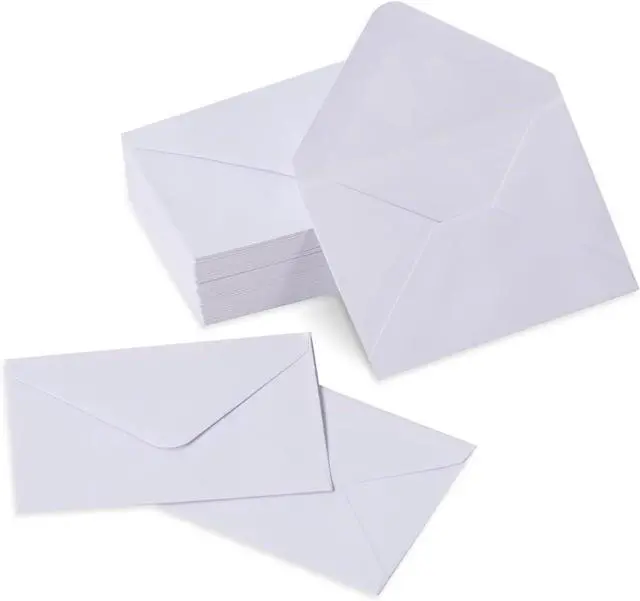 Main image of 100 Pack 4 x 2.75" Mini Envelopes 120GSM Gift Card White Envelopes Bulk Small Paper Gift Card Sleeves Greeting Card Business Card Brown Tiny Envelope Pockets for Card & Invitation
