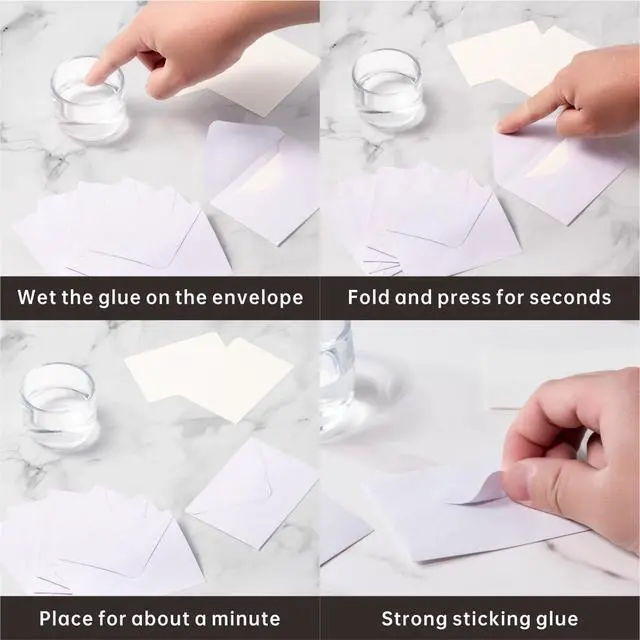 Alt view image 3 of 7 - 100 Pack 4 x 2.75" Mini Envelopes 120GSM Gift Card White Envelopes Bulk Small Paper Gift Card Sleeves Greeting Card Business Card Brown Tiny Envelope Pockets for Card & Invitation