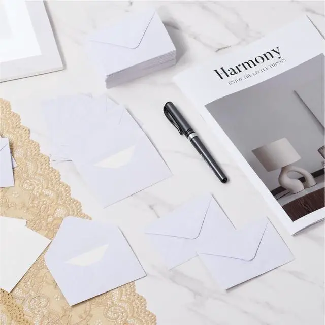 Alt view image 5 of 7 - 100 Pack 4 x 2.75" Mini Envelopes 120GSM Gift Card White Envelopes Bulk Small Paper Gift Card Sleeves Greeting Card Business Card Brown Tiny Envelope Pockets for Card & Invitation