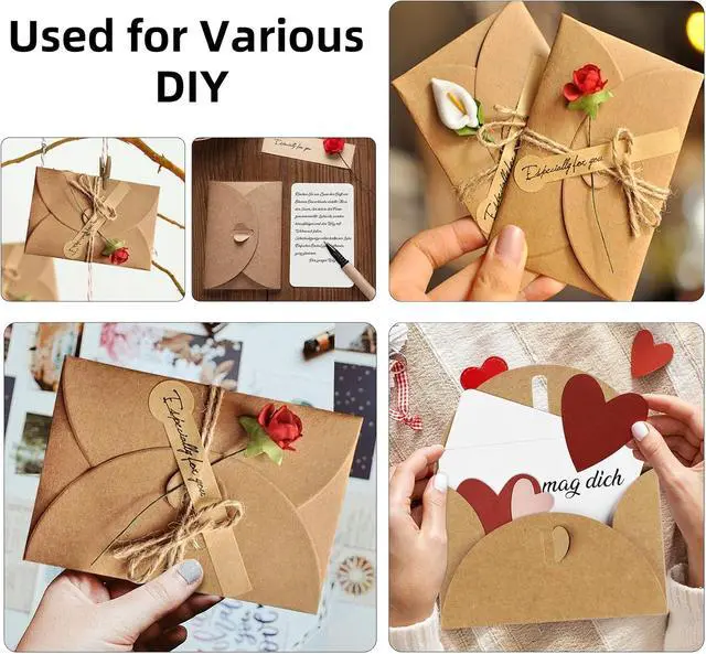 Alt view image 7 of 7 - ABSOFINE 25PCS Mini Envelopes with 25 Blank Cards, Gift Card Holders | Gift Card Envelopes with Heart Clasp 4.1x2.8 inch for Business Cards, Weddings Party Favors, Greeting Cards, Invitations