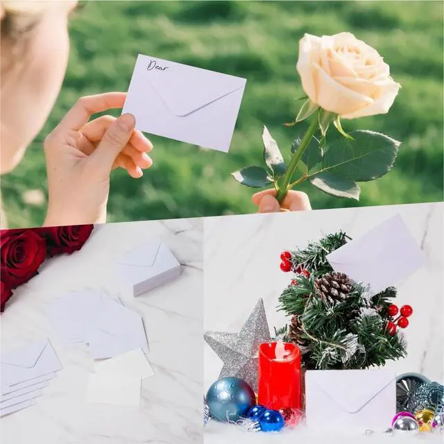 Alt view image 7 of 7 - 100 Pack 4 x 2.75" Mini Envelopes 120GSM Gift Card White Envelopes Bulk Small Paper Gift Card Sleeves Greeting Card Business Card Brown Tiny Envelope Pockets for Card & Invitation
