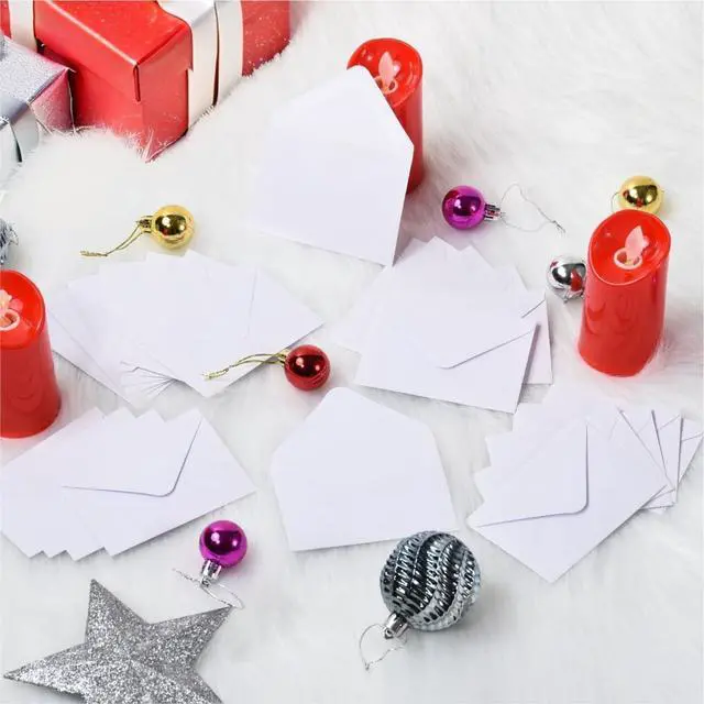 Alt view image 6 of 7 - 100 Pack 4 x 2.75" Mini Envelopes 120GSM Gift Card White Envelopes Bulk Small Paper Gift Card Sleeves Greeting Card Business Card Brown Tiny Envelope Pockets for Card & Invitation