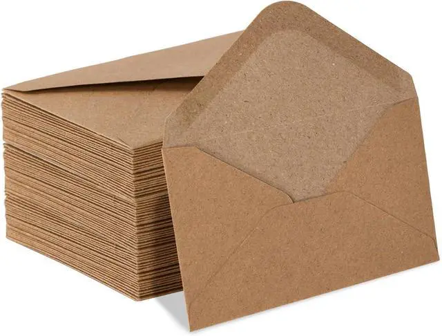Main image of 100 Pack Goefun Mini Kraft Gift Card Envelopes 4 x 2.75 Inches | 120 GSM Brown Kraft Small Envelopes for Business Cards, Greeting Notes, Birthday, Wedding, and All Ocassions