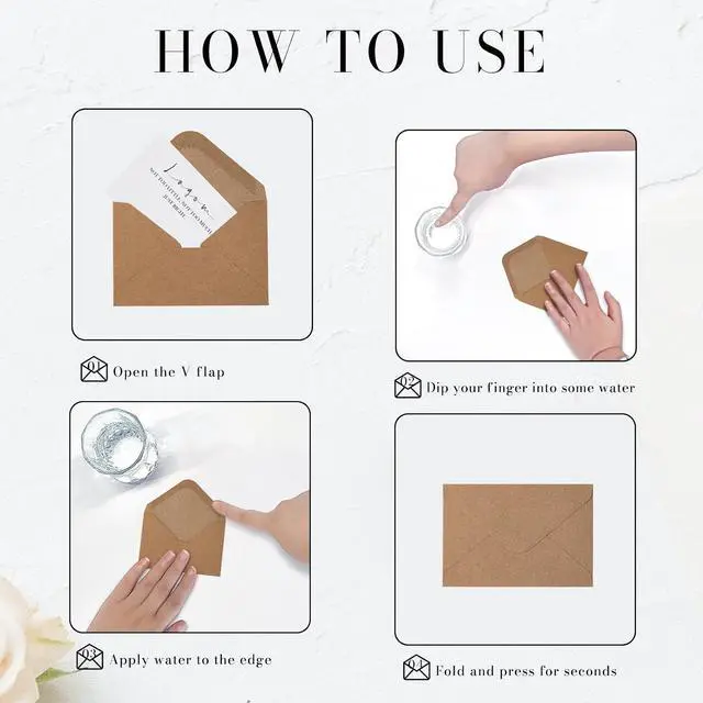 Alt view image 4 of 7 - 100 Pack Goefun Mini Kraft Gift Card Envelopes 4 x 2.75 Inches | 120 GSM Brown Kraft Small Envelopes for Business Cards, Greeting Notes, Birthday, Wedding, and All Ocassions
