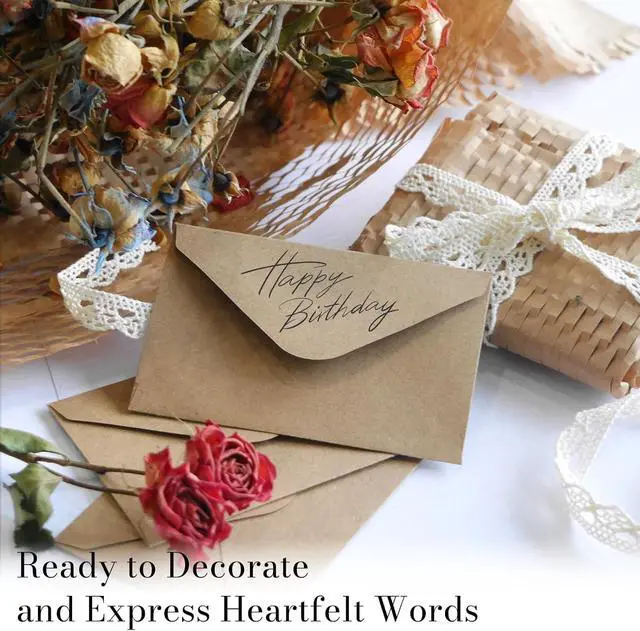 Alt view image 7 of 7 - 100 Pack Goefun Mini Kraft Gift Card Envelopes 4 x 2.75 Inches | 120 GSM Brown Kraft Small Envelopes for Business Cards, Greeting Notes, Birthday, Wedding, and All Ocassions