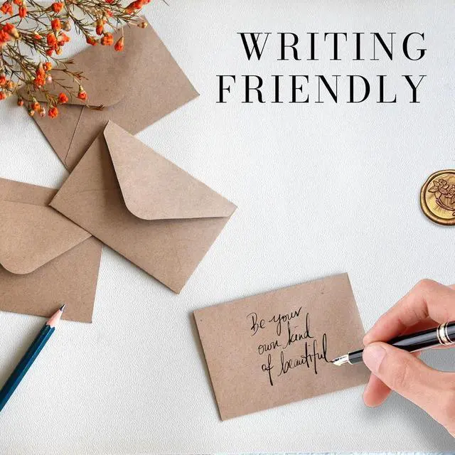 Alt view image 5 of 7 - 100 Pack Goefun Mini Kraft Gift Card Envelopes 4 x 2.75 Inches | 120 GSM Brown Kraft Small Envelopes for Business Cards, Greeting Notes, Birthday, Wedding, and All Ocassions