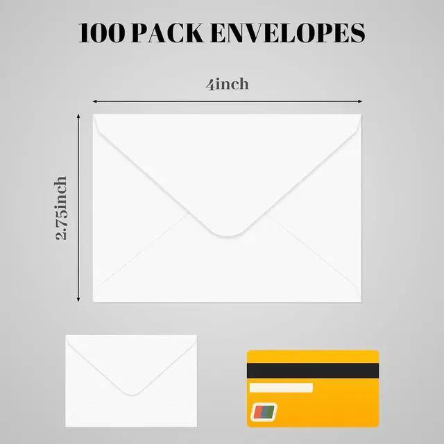 Alt view image 2 of 7 - 100 pack Gift Card Envelopes | 4 x 2.75" Mini envelope 120GSM business card envelope small card envelope for gift card
