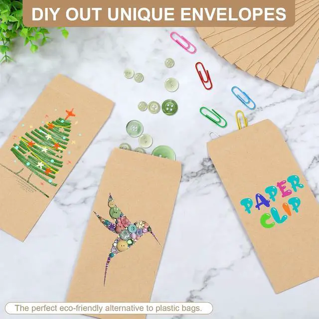 Alt view image 6 of 7 - Joyberg 120 PCS Money Envelopes for Cash Kraft Paper, 6.5x3.2 Small Cash Envelopes for Self-Adhesive, Money Saving Challenge Coin Envelopes for Coin, Check, Budget, Small Item Organizer