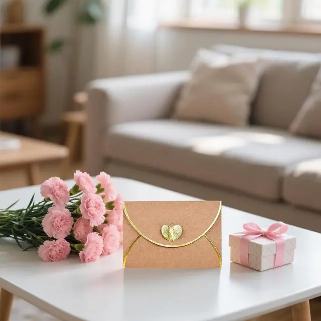 Alt view image 4 of 6 - 30 Pcs Mini Envelopes with Blank Mini Cards, Gift Card Holders | Gift Card Envelopes with Gold Heart Shaped Clasp, Size 4.13 x 2.76 Inch, Ideal for Valentine's Day, Christmas and Note Cards