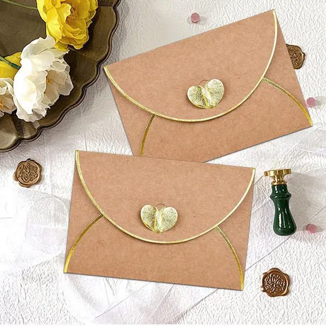 Alt view image 6 of 6 - 30 Pcs Mini Envelopes with Blank Mini Cards, Gift Card Holders | Gift Card Envelopes with Gold Heart Shaped Clasp, Size 4.13 x 2.76 Inch, Ideal for Valentine's Day, Christmas and Note Cards