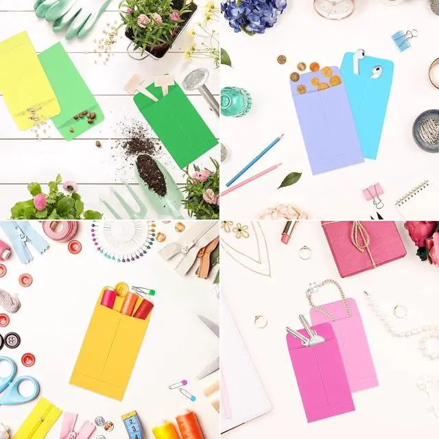 Alt view image 5 of 6 - 100-Pack 2.25×3.5 Inch Small Envelopes, Mini Envelopes for Seeds, Cash Envelopes, Coin Envelopes
