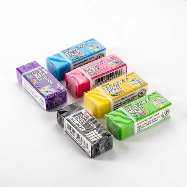 Alt view image 2 of 2 - Pentel Hi-Polymer Block Eraser Colors Small, Assorted Colors, 12 Count (ZEH05CRPF12M)