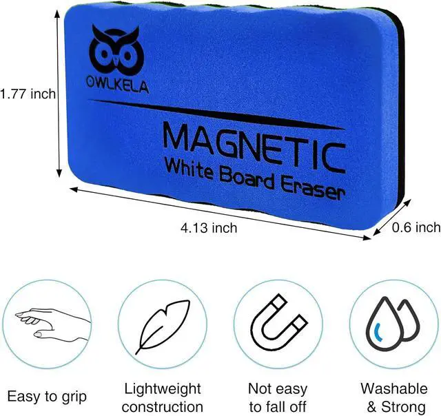 Alt view image 2 of 7 - OWLKELA 8 Pcs Dry Erase Erasers, 4 Colors | Magnetic, Erasers for White Board Markers, Ideal for Classroom, Home and Office