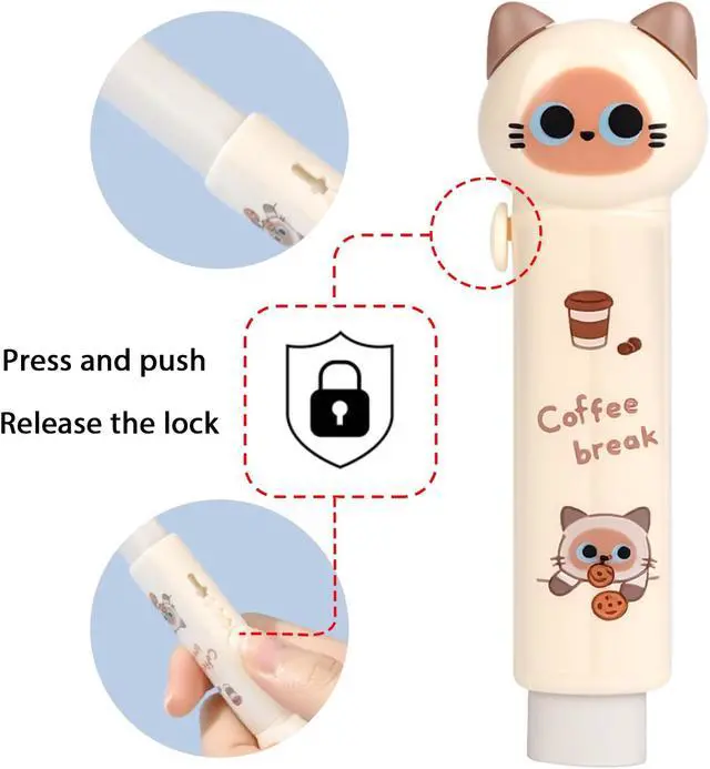 Alt view image 2 of 7 - 4PCS Retractable Cat Pencil Erasers, Cute Cartoon Eraser Set in 4 Colors | Kawaii Cat Stationery Set,Suitable for School Home Office Supplies
