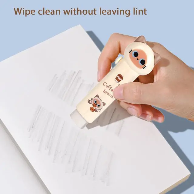 Alt view image 7 of 7 - 4PCS Retractable Cat Pencil Erasers, Cute Cartoon Eraser Set in 4 Colors | Kawaii Cat Stationery Set,Suitable for School Home Office Supplies