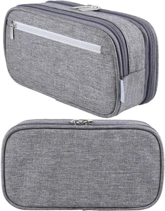Alt view image 2 of 7 - Large Capacity Pencil Case Big Pencil Bag Pouch High Storage Pen Pencil Holder Marker Portable Office Stationery Desk Organizer Makeup Bag Adults, Gray