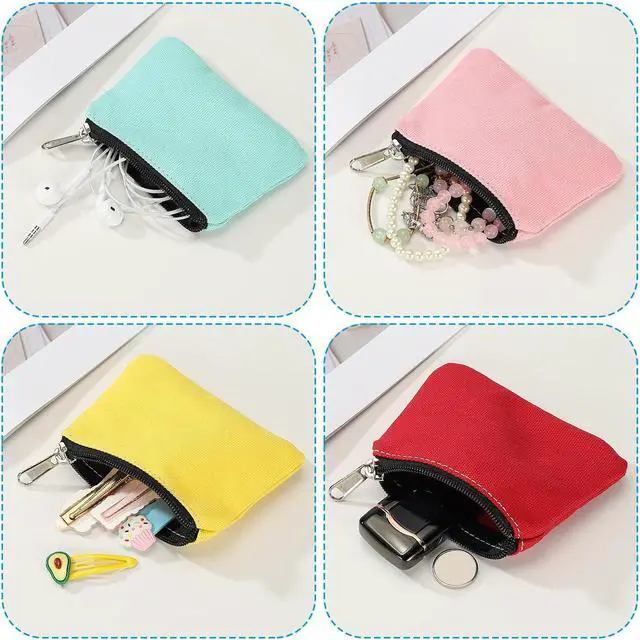 Alt view image 5 of 6 - PATIKIL 3" x 5" Coin Purse Pouch, 2 Pack Change Purses Small Organizer Bags with Zipper Canvas for Home, Red