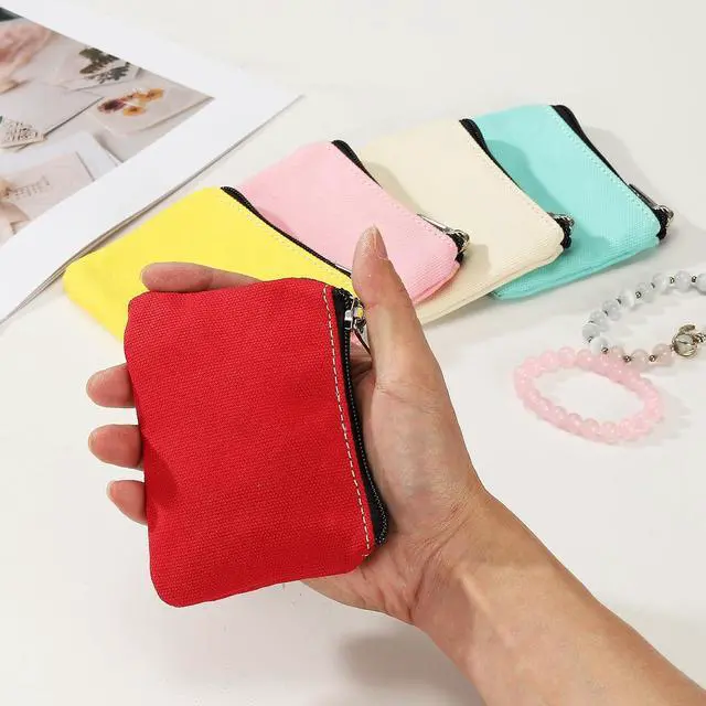 Alt view image 6 of 6 - PATIKIL 3" x 5" Coin Purse Pouch, 2 Pack Change Purses Small Organizer Bags with Zipper Canvas for Home, Red