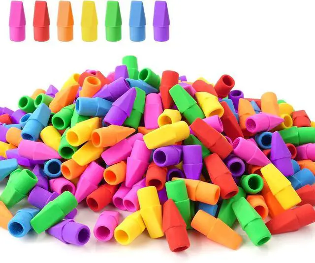 Main image of Sooez Erasers, 120 Pack Pencil Top Erasers, Cap Eraser Toppers Bulk 7-Color | Erasers Tops, Latex-Free, No-Smudge, Classroom Must Haves, Back To School Supplies, Teacher Essentials, Party Favor Prizes