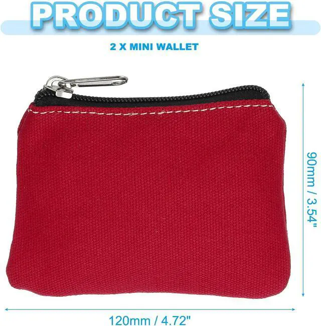 Alt view image 2 of 6 - PATIKIL 3" x 5" Coin Purse Pouch, 2 Pack Change Purses Small Organizer Bags with Zipper Canvas for Home, Red