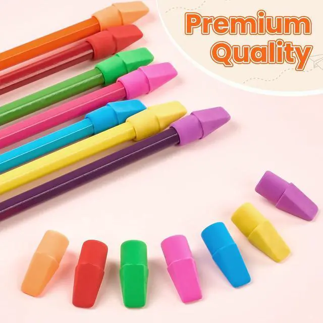 Alt view image 6 of 7 - Sooez Erasers, 120 Pack Pencil Top Erasers, Cap Eraser Toppers Bulk 7-Color | Erasers Tops, Latex-Free, No-Smudge, Classroom Must Haves, Back To School Supplies, Teacher Essentials, Party Favor Prizes