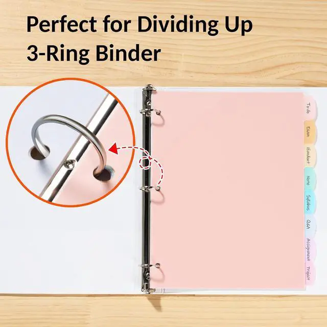 Alt view image 6 of 7 - Sooez 8 Tabs Plastic Write & Erase Binder Dividers with Tabs, 1 Set | Long-Lasting Dividers for 3 Ring Binder, Cute Pastels Binder Dividers Organizers for Student, Teacher, Office, Beige Color