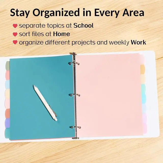 Alt view image 7 of 7 - Sooez 8 Tabs Plastic Write & Erase Binder Dividers with Tabs, 1 Set | Long-Lasting Dividers for 3 Ring Binder, Cute Pastels Binder Dividers Organizers for Student, Teacher, Office, Beige Color
