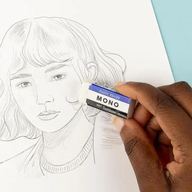 Alt view image 4 of 7 - Tombow 57321 MONO Eraser, White, Small, 5-Pack. Cleanly Removes Marks