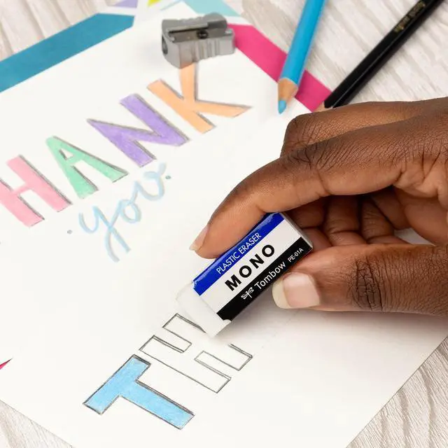 Alt view image 5 of 7 - Tombow 57321 MONO Eraser, White, Small, 5-Pack. Cleanly Removes Marks