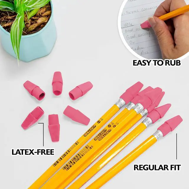 Alt view image 5 of 7 - BAZIC Products Pink Pencil-Top Eraser Caps, 20 Count, 2-Pack | Latex-free, PVC-free, Non-abrasive, Slide onto standard pencils, School, Classroom, 20 Co, Bulk pack