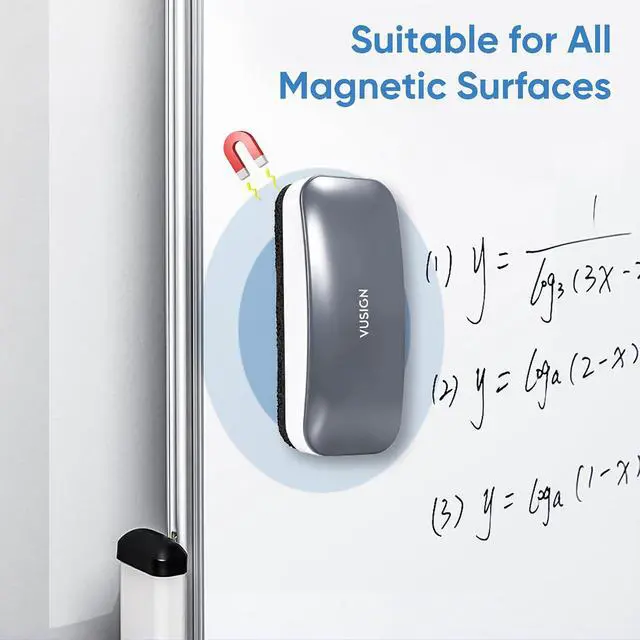 Alt view image 3 of 6 - VUSIGN Dry Erase Eraser, Magnetic White Board Eraser- 2 Pack, Grey | Strong Magnet & Ergonomic Design Dry Eraser for Glass Board, Calendar Board, Office, Home, School