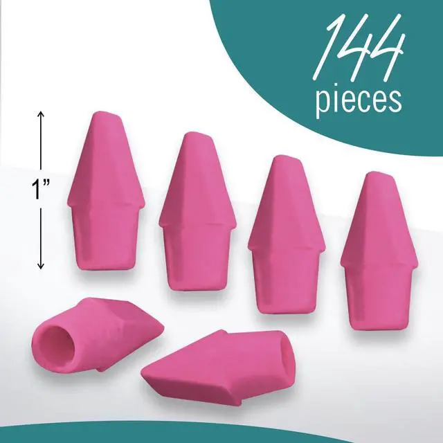 Alt view image 4 of 7 - Pencil Top Erasers, 144 Count Pink Cap Erasers, Pink Eraser Tops, Pencil Toppers, Pencils Cap Eraser