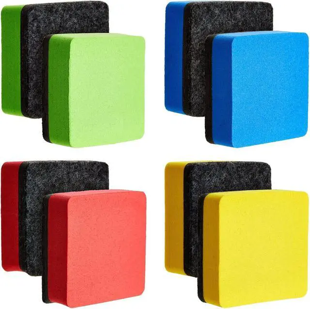 Alt view image 7 of 7 - Juvale 24-Pack Square Magnetic Mini Dry Erase Erasers - 2 x 0.8 in & 4 Colors - Magnetic Whiteboard Erasers - School Supplies & Classroom Must Haves