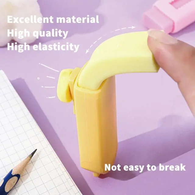 Alt view image 2 of 6 - 5 Pack Sliding Retractable Pencil Eraser with Plastic Sleeve, Large White Erasers for School Office, Art Erasers for Drawing