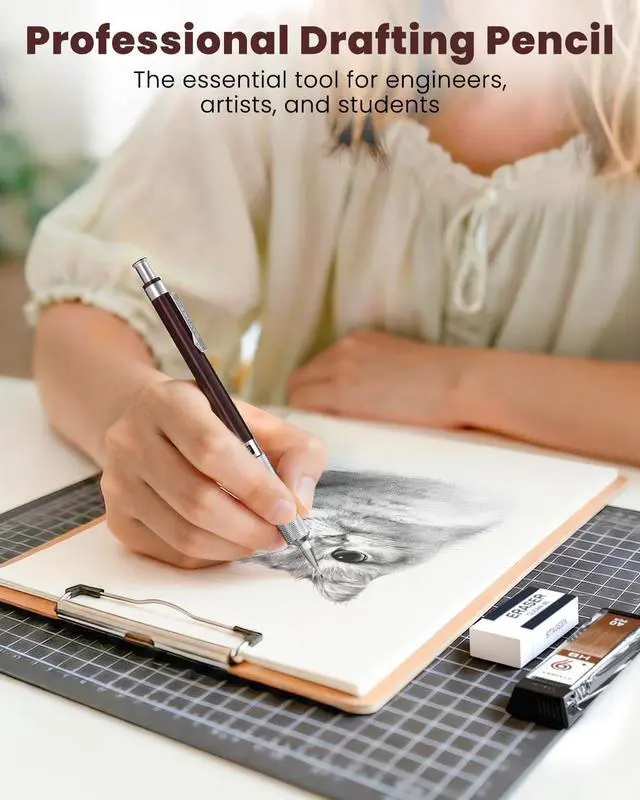 Alt view image 3 of 7 - STAGEEK 0.9mm Mechanical Pencil, Drawing Pencil, with Eraser, 40 HB Leads | Professional Metal Art & Drafting Pencil, for Artists, Students, School, Office, Writing, Sketching, Brown