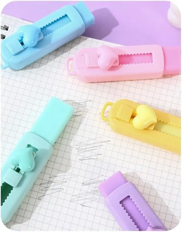 Alt view image 6 of 6 - 5 Pack Sliding Retractable Pencil Eraser with Plastic Sleeve, Large White Erasers for School Office, Art Erasers for Drawing