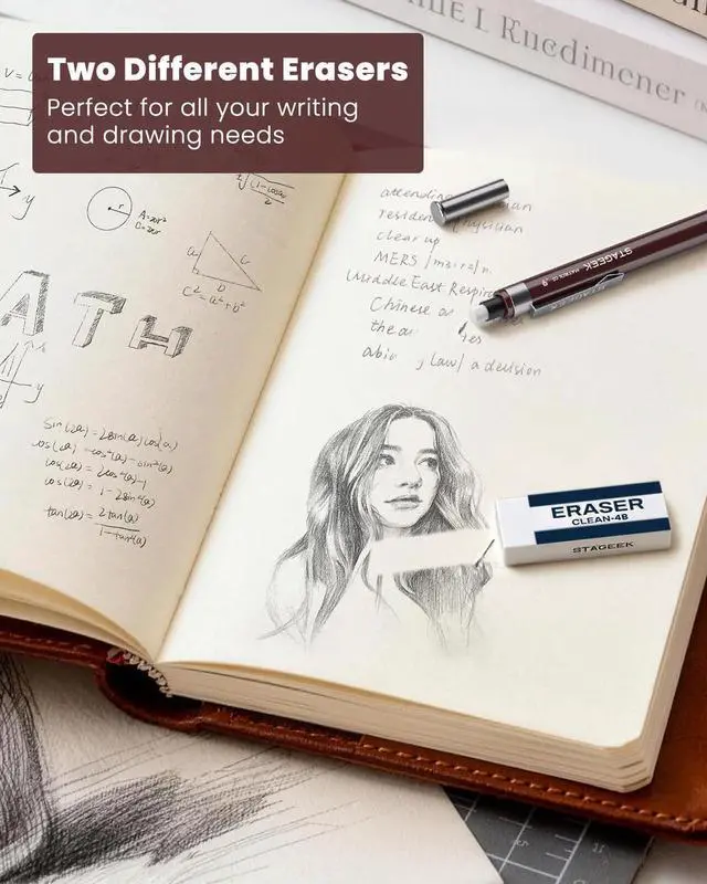 Alt view image 5 of 7 - STAGEEK 0.9mm Mechanical Pencil, Drawing Pencil, with Eraser, 40 HB Leads | Professional Metal Art & Drafting Pencil, for Artists, Students, School, Office, Writing, Sketching, Brown