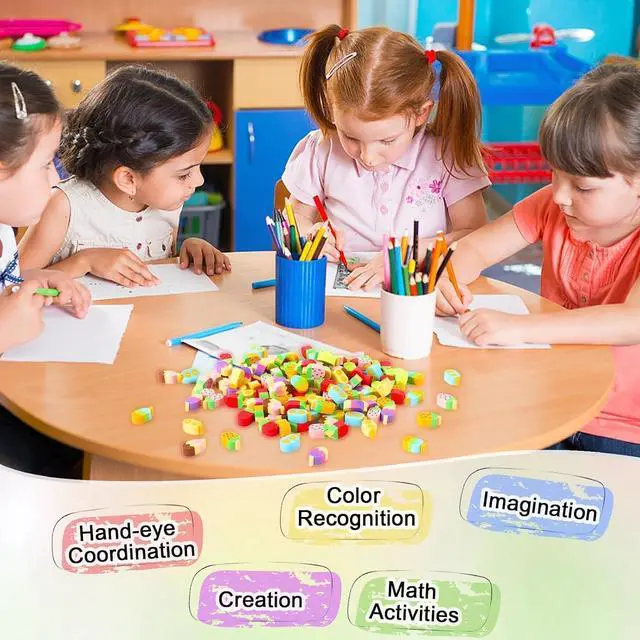 Alt view image 4 of 7 - JUNEBRUSHS 150Pcs Ice Cream Mini Erasers for Bulk, Cute Fruit Shaped Pencil Erasers for School Classroom Prizes Homework Rewards Gifts Party Favors