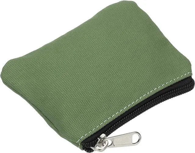 Main image of PATIKIL 3" x 5" Coin Purse Pouch, Change Purses Small Organizer Bags with Zipper Canvas for Home, Dark Green